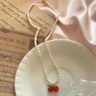 Cherry Freshwater Pearl Necklace / Faux Pearl Necklace
