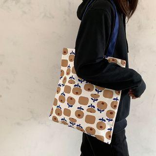 Floral Print Tote Bag Floral Print - Strap - Blue - One Size