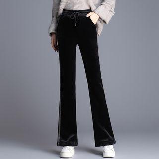 Paneled Velvet Wide Leg Pants