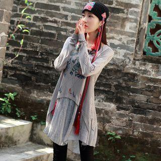 Printed Mock Two-piece Sweater