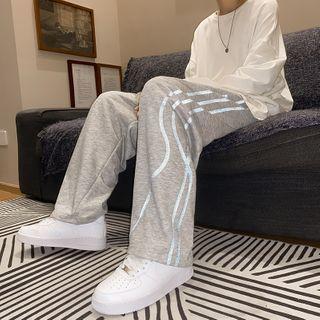 Reflective Striped Straight Cut Pants