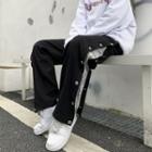 Paisley Print Panel Button-up Loose Fit Pants