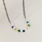 Flower Freshwater Pearl Alloy Necklace 1 Pc - Random Color - One Size