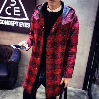 Plaid Hooded Woolen Coat