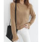 Round-neck Fringed Knit Top