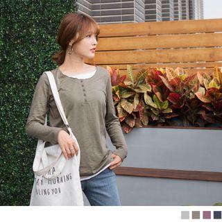 Mock Two Piece Henley Top