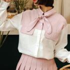 Striped Panel Tie-neck Blouse Pink - One Size