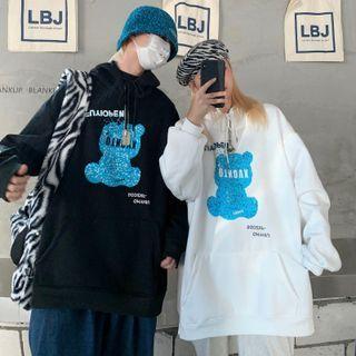 Couple Matching Bear Print Hooded Sweatshirt