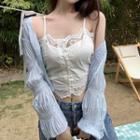 Lace Trim Camisole Top / Puff-sleeve Jacket