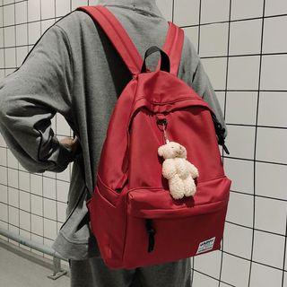 Bear Brooch Nylon Backpack