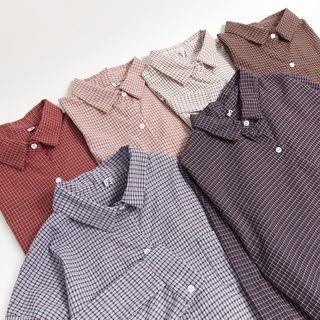 Long Sleeve Check Blouse