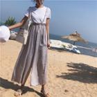Short-sleeve T-shirt / Spaghetti Strap Wide-leg Pants