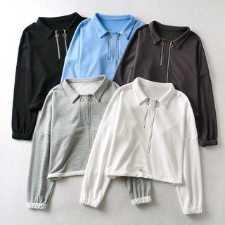 Zip Detail Polo-neck Sweatshirt