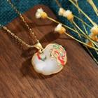 Phoenix Faux Gemstone Pendant Alloy Necklace Cp572 - Red & Green & White - One Size
