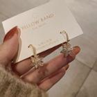 Rhinestone Flower Drop Earring 1 Pair - Drop Earring - Gold - One Size