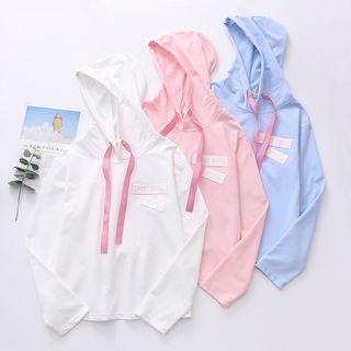Letter Embroidered Hooded Long-sleeve T-shirt