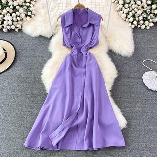 Sleeveless Cut-out Detail Shirt Dress