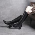 Faux Leather Pointed Block Heel Tall Boots