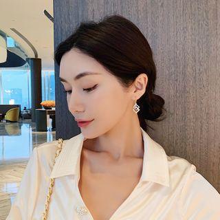 Rhinestone Geometry Dangle Earring 1 Pair - Gold - One Size