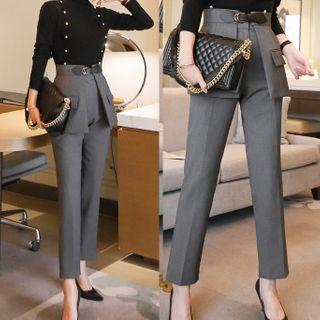 Turtleneck Knit Top / Straight-leg Dress Pants