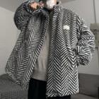 Stand-collar Pattern Fleece Jacket