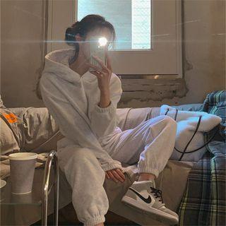 Zip-up Hoodie / Loose Fit Jogger Sweatpants / Set