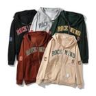 Lettering Embroidered Zip-up Hoodie