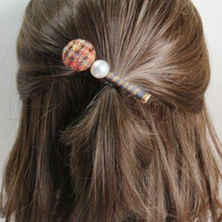 Faux Pearl Flannel Hair Clip