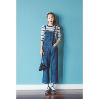 Tie-detail Denim Suspender Jeans