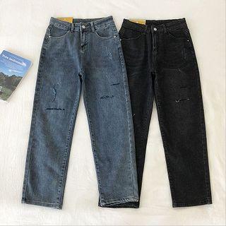Distressed High-waist Harem Jeans
