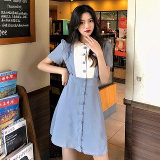 Short-sleeve Contrast Dress