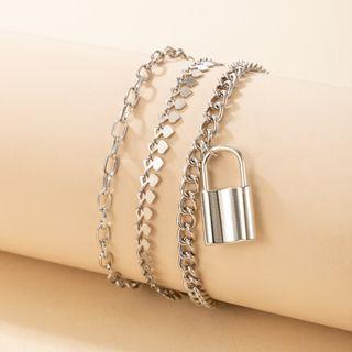 Set Of 3: Anklet 18046 - Set Of 3 - Silver - One Size