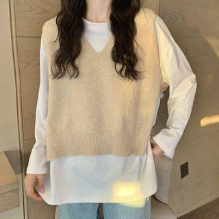 Long-sleeve T-shirt / Knit Sweater Vest / Shirt
