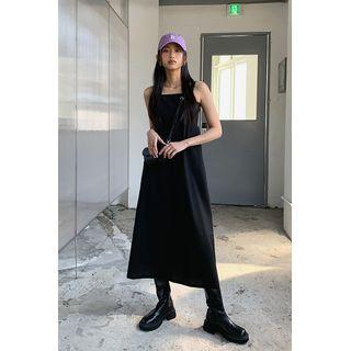 Square-neck A-line Maxi Overall Dress