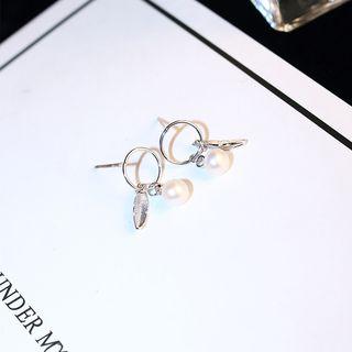 Faux Pearl Fringed Earring 1 Pair - Silver - One Size