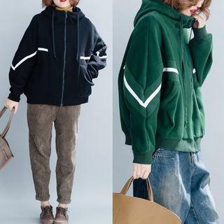 Contrast Trim Zip Hoodie