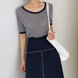Ringer Stripe Cropped T-shirt