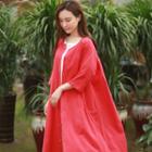 3/4-sleeve Buttoned Long Jacket