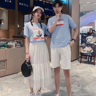 Couple Matching Short-sleeve T-shirt / Shorts / A-line Midi Skirt