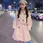 Trench Jacket / Long-sleeve Floral Print A-line Dress