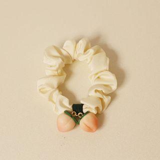 Peach Satin Scrunchie Hair Tie - Peach - Milky White - One Size