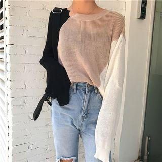 Color Block Crewneck Sweater