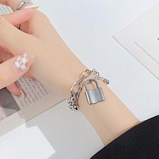 Lock Pendant Stainless Steel Bracelet 1256 - Silver - One Size