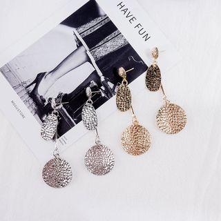 Embossed Alloy Disc Dangle Earring