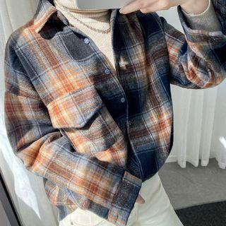 Long Sleeve Plaid Shirt Plaid - M
