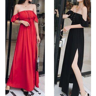Off-shoulder Maxi Evening Gown