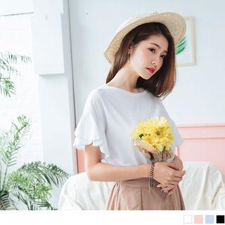 Slit Ruffled Sleeve Top