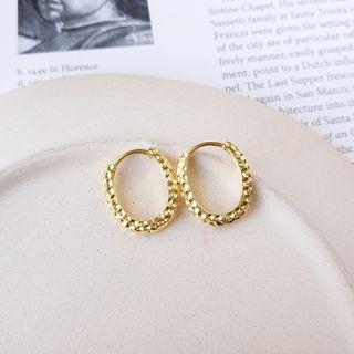 925 Sterling Silver Bean Hoop Earring