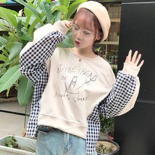 Gingham Panel Print Pullover