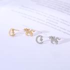 Non-matching 925 Sterling Silver Rhinestone Unicorn & Moon Earring